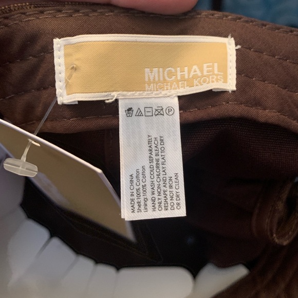 Michael Kors MK Logo Baseball Cap, Gold Hardware Velcro Strap Brown One size NWT - Picture 4 of 6